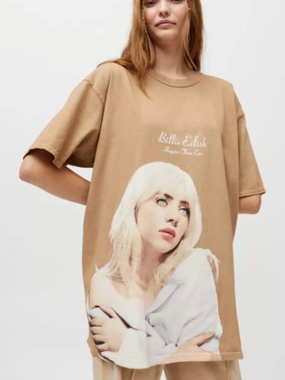 Billie Eilish Happier Than Ever Tour Merch sz S/M Oversized Urban Outfitters Tan